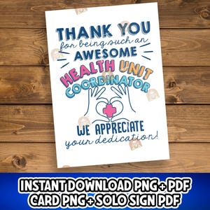 Health Unit Coordinator Week Gift, Printable HUC Week Card, HUC Recognition Sign, HUC Day Gift, Thank you Huc Gift for Huc Appreciation Gift