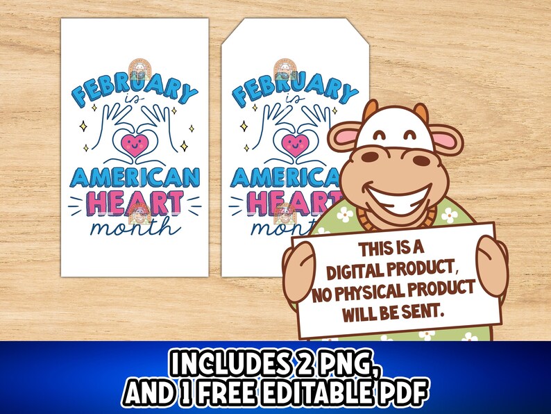 American Heart Month Gift Tag Printable, February is American Heart ...