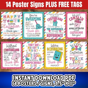 Custodian Day Schilder, druckbare Schule Custodian Day Dekor, danke Custodian Wertschätzung Geschenk für Custodian Geschenke, Custodian Day Poster