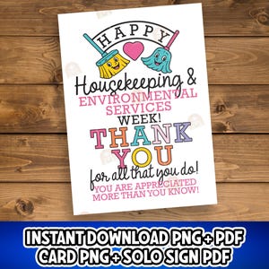 Housekeeping & Environmental Services Week Card for EVS Appreciation Week Sign, Thank you Housekeeping Week Gift for EVS Week Printable
