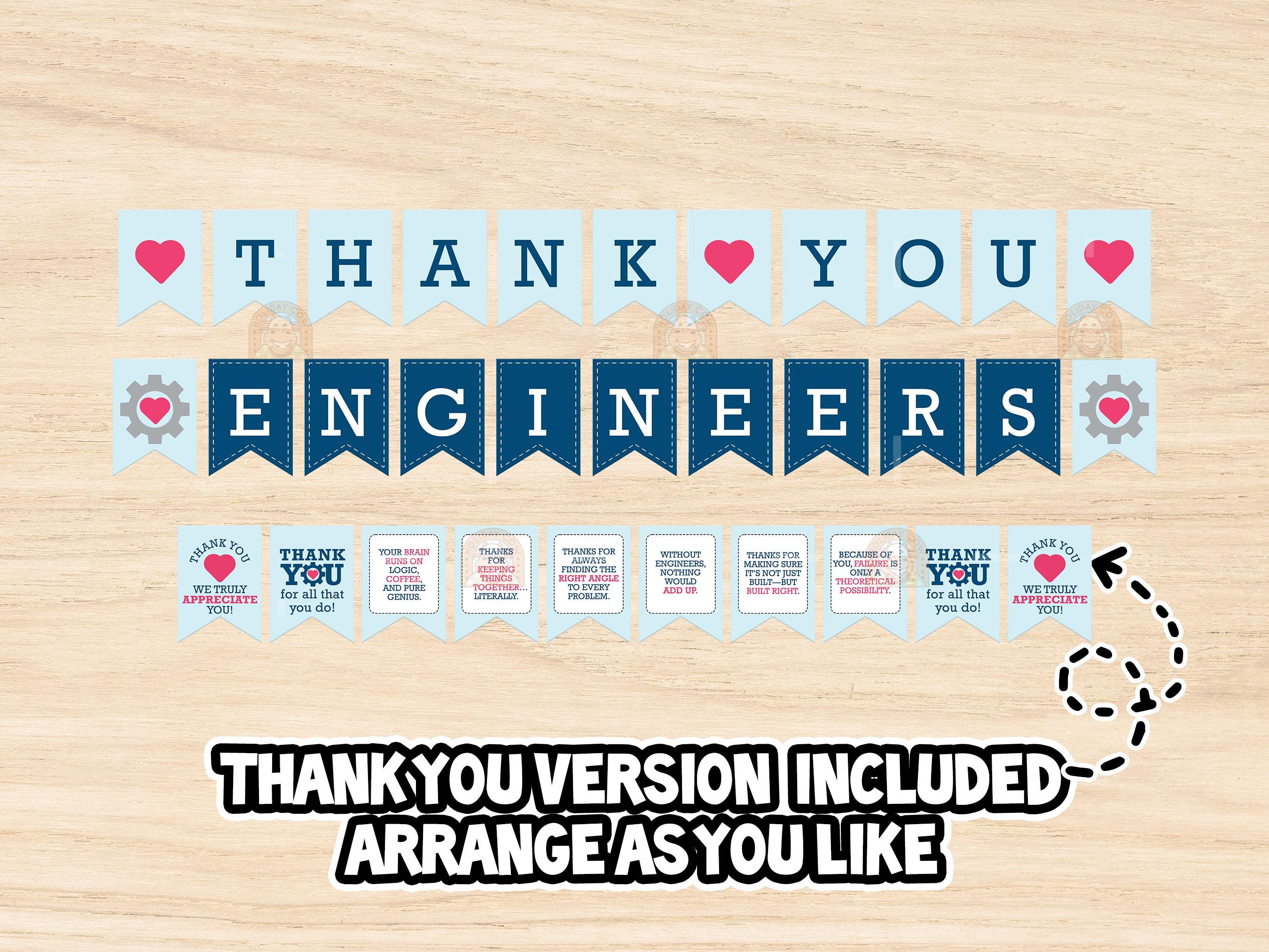 Engineering Thanks We Love Our Engineers Banner Printable, Thank You Engineers Week Decor ...
