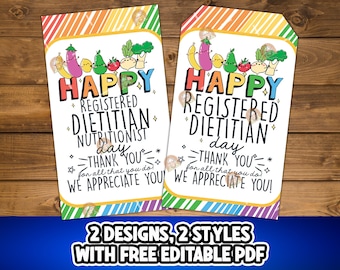 Registrierter Diätetiker Ernährungswissenschaftler Tag Geschenkanhänger Printable, Registered Dietitian Geschenkanhänger, Diätetiker Tag, RDN Tag Geschenkanhänger, Ernährungswissenschaftler