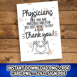 Physician Gift, Printable Physician Appreciation Card, Thank You Physicians Week Sign, Physician Week Gift for Physician, Card For Physician
