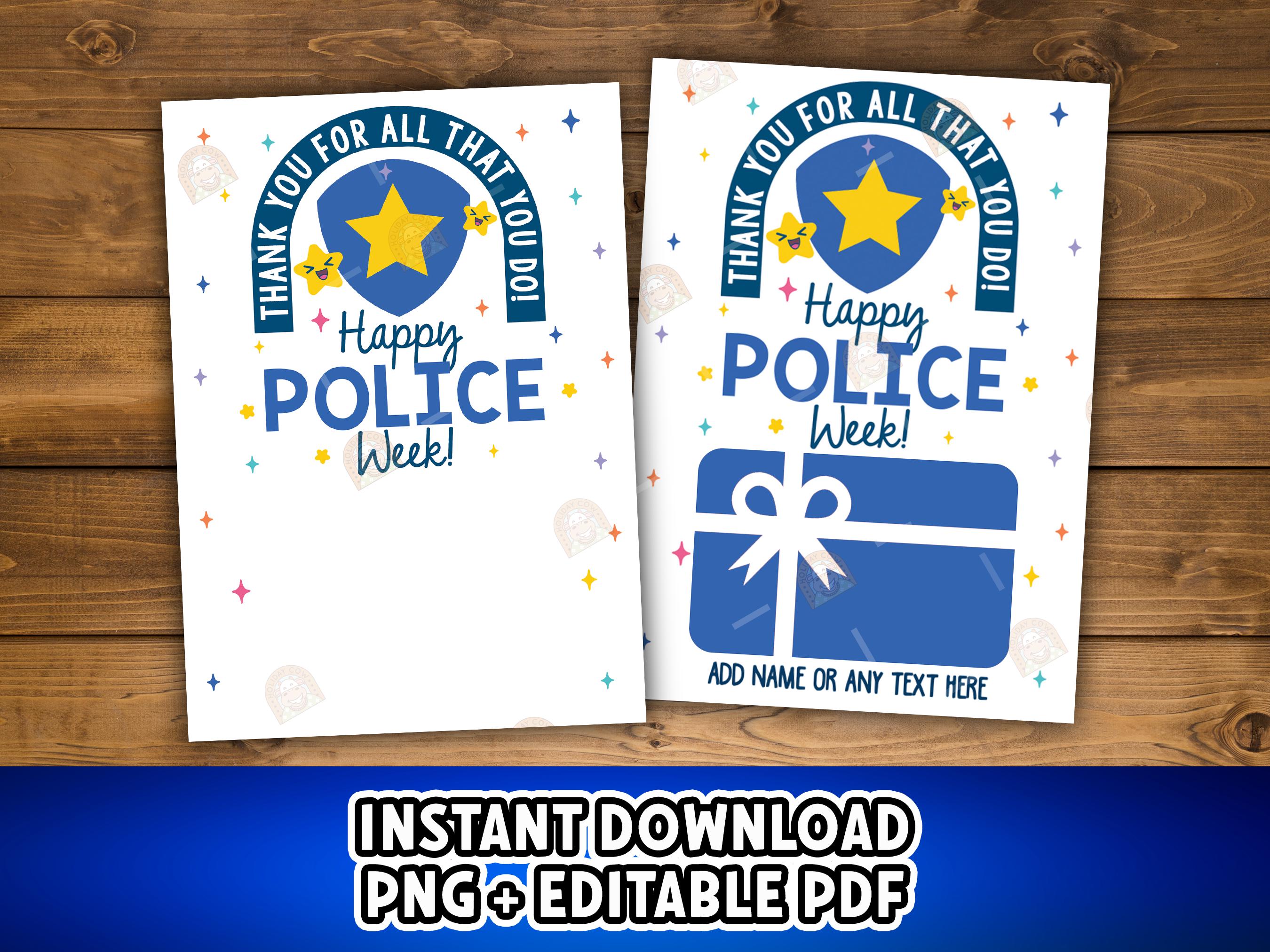 Police Week Gift Card Holder Printable, Thank You Police Appreciation ...