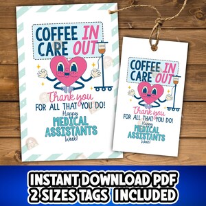 Arzthelferin Kaffee Anhänger, druckbare MA Week Kaffee Geschenkanhänger, Arzthelferin Geschenkanhänger, danke MA Wertschätzung, MA Woche Geschenkanhänger