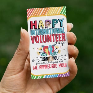 International Volunteer Day Tags Printable, Thank you Volunteer Gift tag, Volunteer Appreciation gift tag, Thanks Volunteer Day Gift Tag