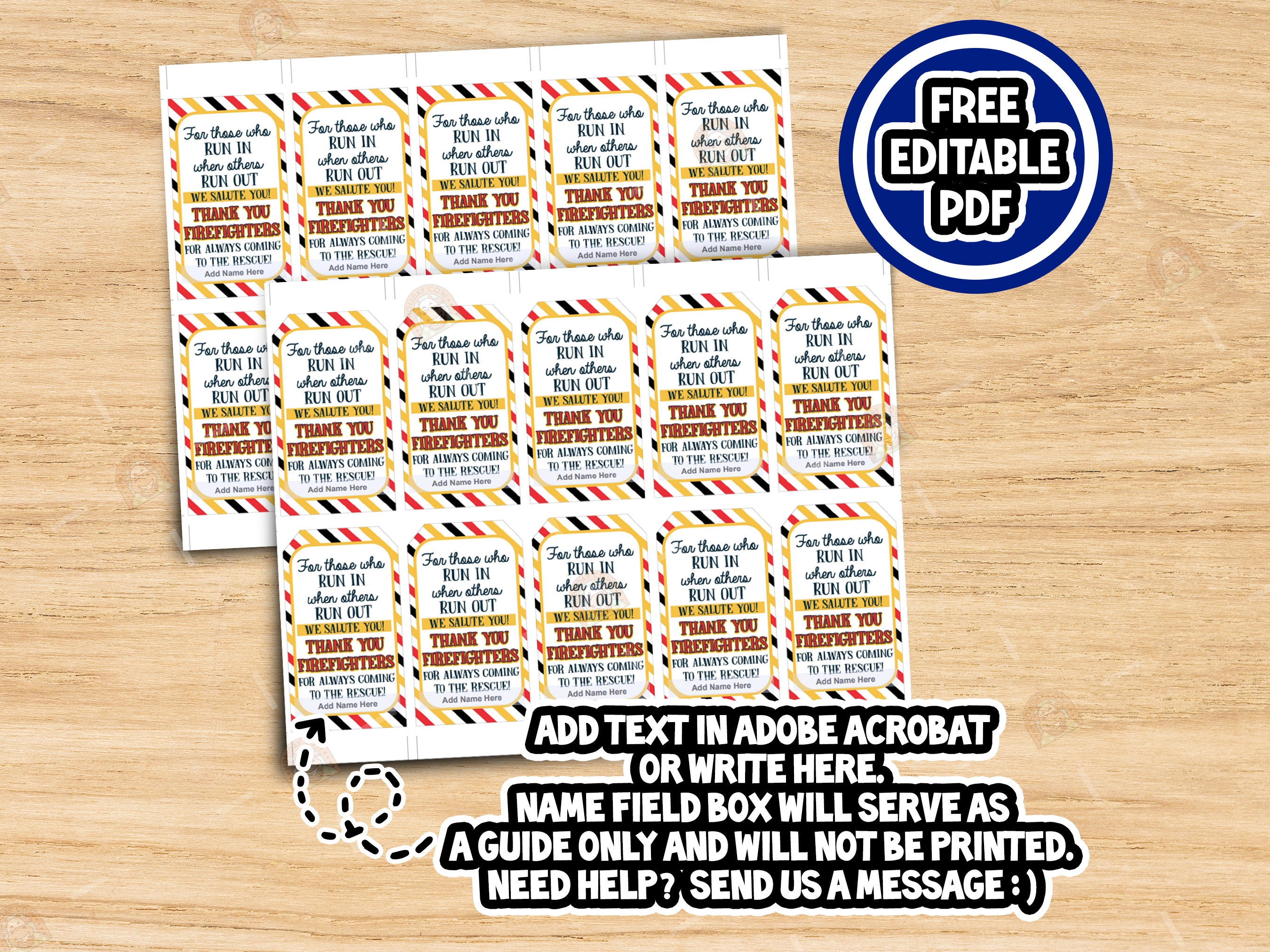 Firefighter Tags Printable, Firefighter Appreciation Tags, Firefighter ...