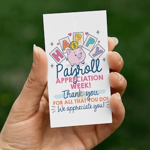 Payroll Week Gift Tag, Printable Payroll Tag, National Payroll Week Tag, Thank you Payroll Appreciation Tag, Payroll Gift Tag for Payroll