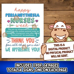 CAA Week Signs Printable, Perianesthesia Nurses Week Decor, Certified ...