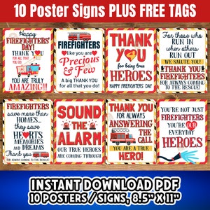 Firefighters Signs Set of 10, Printable Firefighters Poster ...
