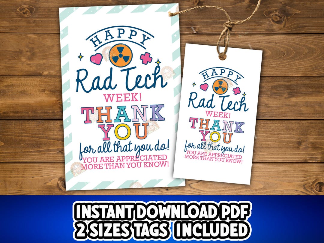 Rad Tech Week Tag, Printable Rad Tech Week Gift Tag, Thank You Rad Tech ...