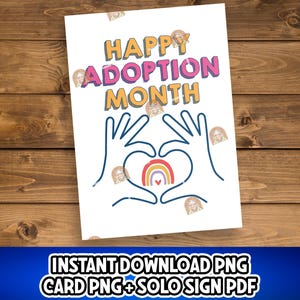 National Adoption Month Card Printable, Happy Adoption Month Sign, Adoption Awareness Month, Thank you Adoption Gift, Adoption Milestones