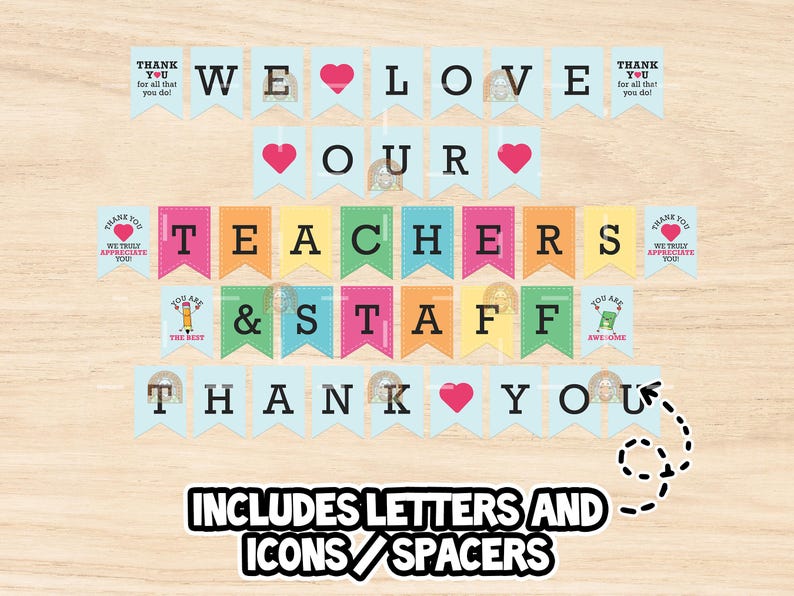 We Love Our Teachers and Staff Banner Printable, Teacher Appreciation ...