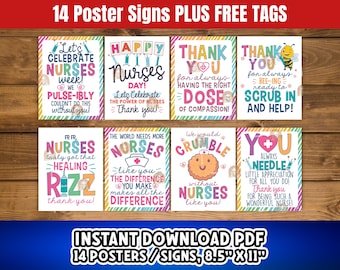 Nurses Week Signs Printable, Happy Nurses Week Decor, Nurse Appreciation Gift for Nurses, National Nurses Day Signs, Thank You Nurse Posters