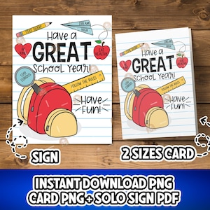 Een geweldige schooljaarkaart, afdrukbaar eerste schooldagcadeau voor student, bord Welcome Back to School, bord 1e schooldag klas