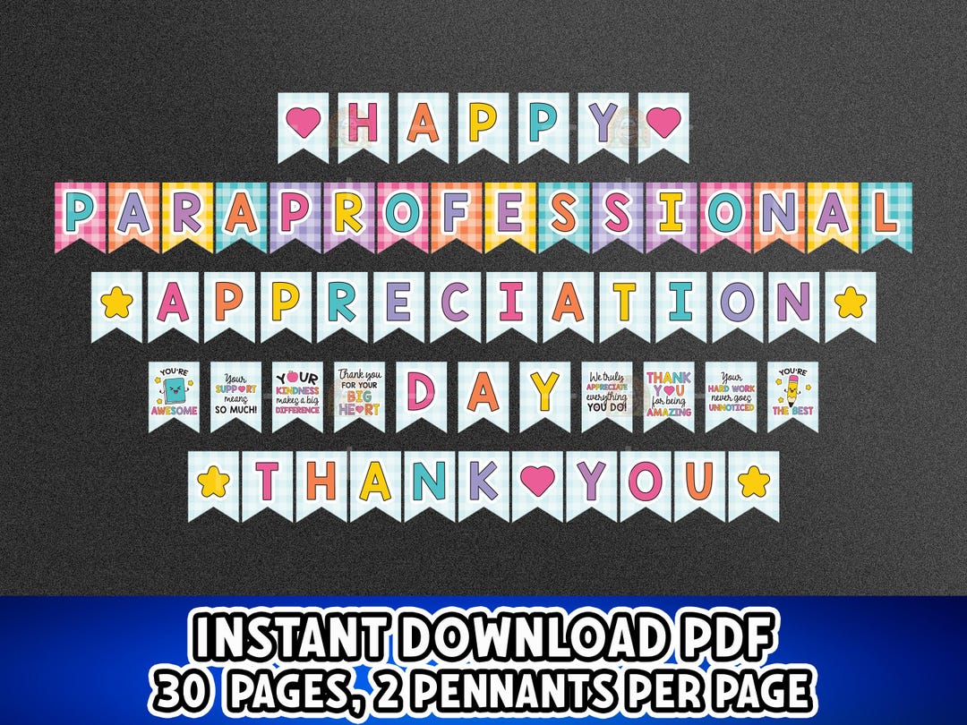 Paraprofessional Day Banner Printable, Thank You Para Professional Day ...