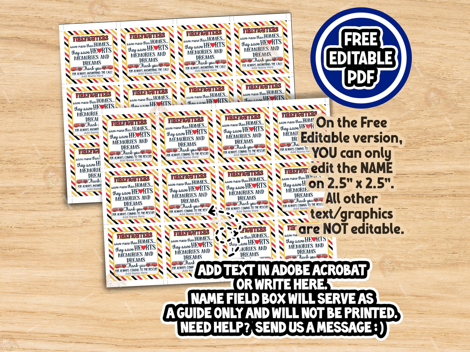 Firefighter Tags Printable, Firefighter Appreciation Tags, Firefighter ...