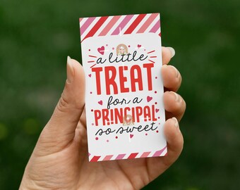 Principal Valentine Cookie Tag Printable, Thank you Principal gift tag, Valentine Principal gift tag, Valentine favor tag for Principal