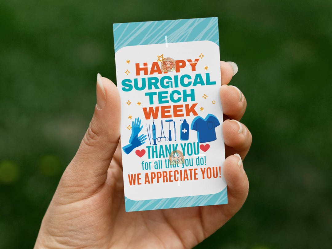 Surgical Tech Week Gift Tags Printable, Surgical Tech Appreciation Gift Tag, Surgical