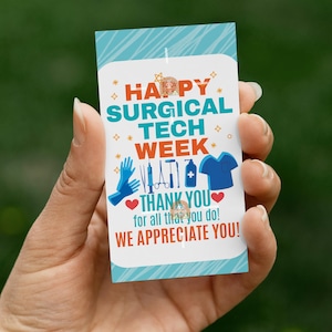 Etichette regalo stampabili per la Settimana della Tecnologia Chirurgica, Etichetta regalo di apprezzamento per la Tecnologia Chirurgica, Etichetta per Tecnologo Chirurgico, Etichetta per biscotti di ringraziamento per la Settimana della Tecnologia Chirurgica