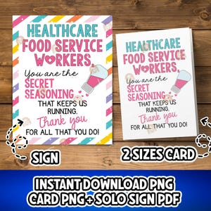 Healthcare Food Service Sign, Printable Healthcare Food Service Workers Week Card, Food service week gift, Food Service Appreciation Week