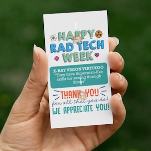 Printable Rad Tech Week Tag, Rad Tech Week Gift Tag, Thank You Rad Tech ...