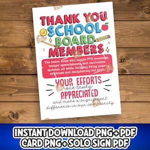 Cadeaux pour les membres du conseil scolaire, Carte imprimable du mois en hommage au conseil scolaire, Cadeau de remerciement pour le conseil scolaire, Idées cadeaux pour le conseil scolaire