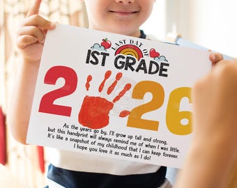 Last Day of 1st Grade Handprint Art Printable, End of 1st Grade handprint craft, Grade 1 End of School Year Handprint Activity Keepsake
