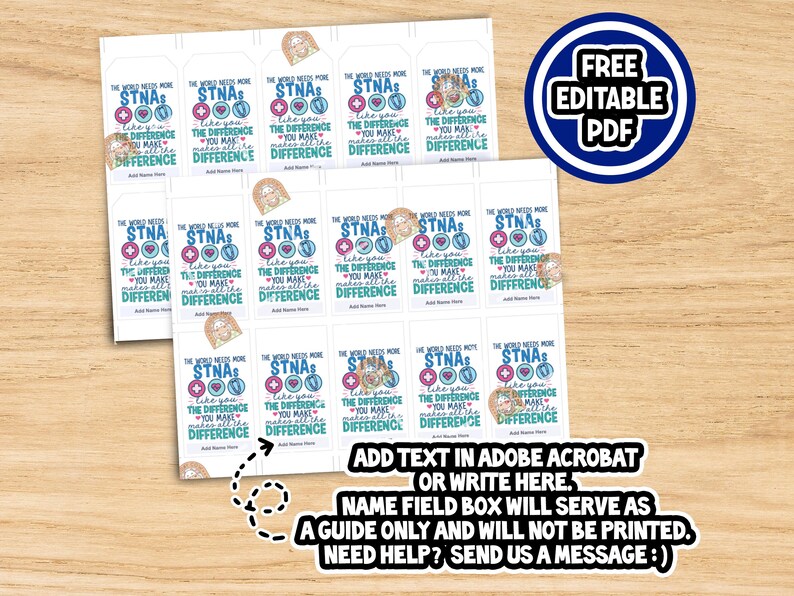 STNA Gift Tag, STNA Tag Printable, Thank You Stna Appreciation Tag for ...