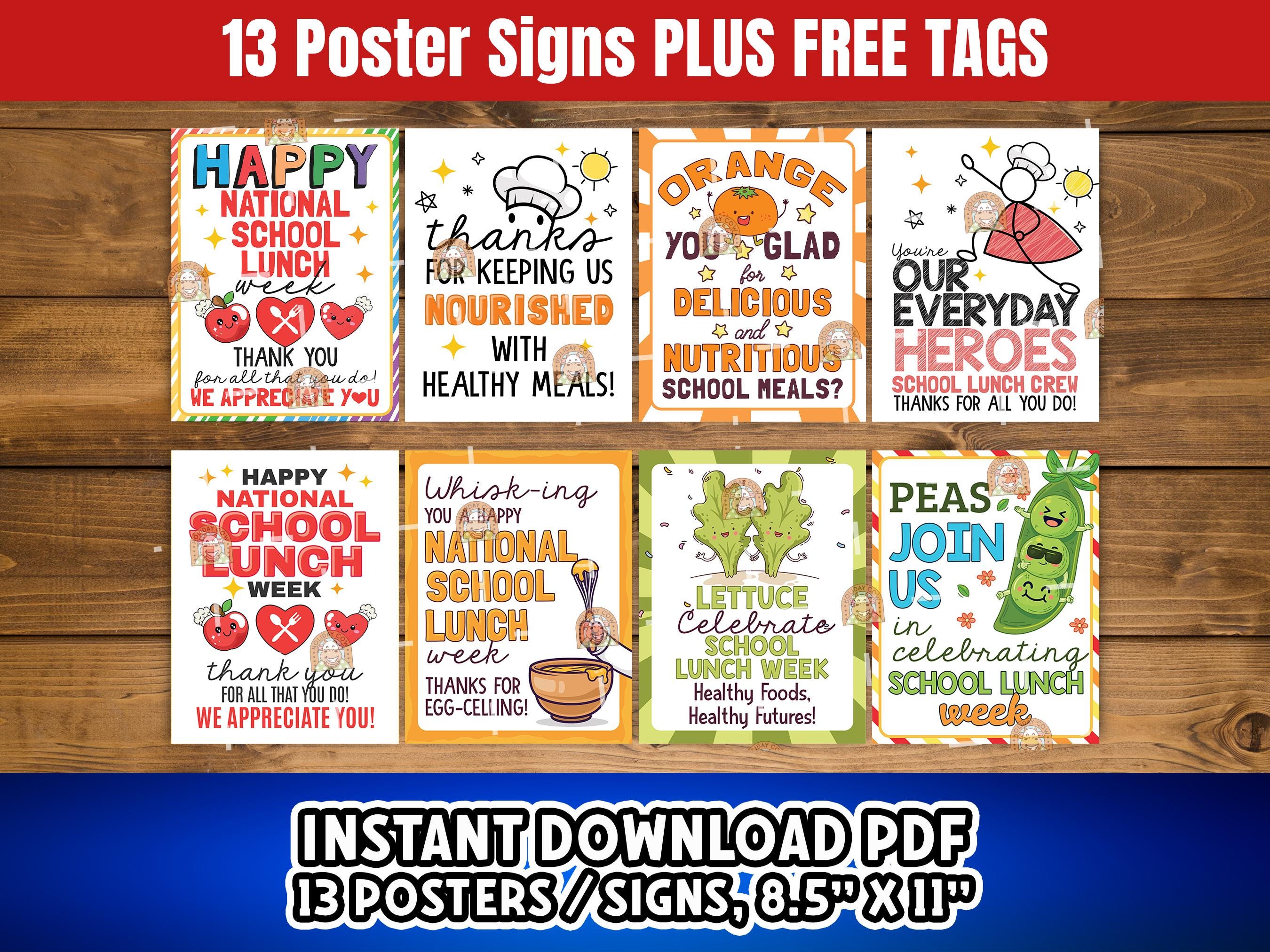 Lunch Box Week. Sign National School Lunch Week Poster National School Meals Week Menu