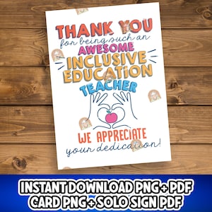 Lerarencadeau inclusief onderwijs, afdrukbare weekkaart 'Inclusieve scholen', Special Ed Thank You Sped Teacher Gift, bord leraar speciale behoeften