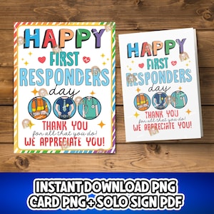 First Responders Gift, Thank you First Responders Day Card Printable, Happy First Responders Day Appreciation Sign, Front Line Workers Day