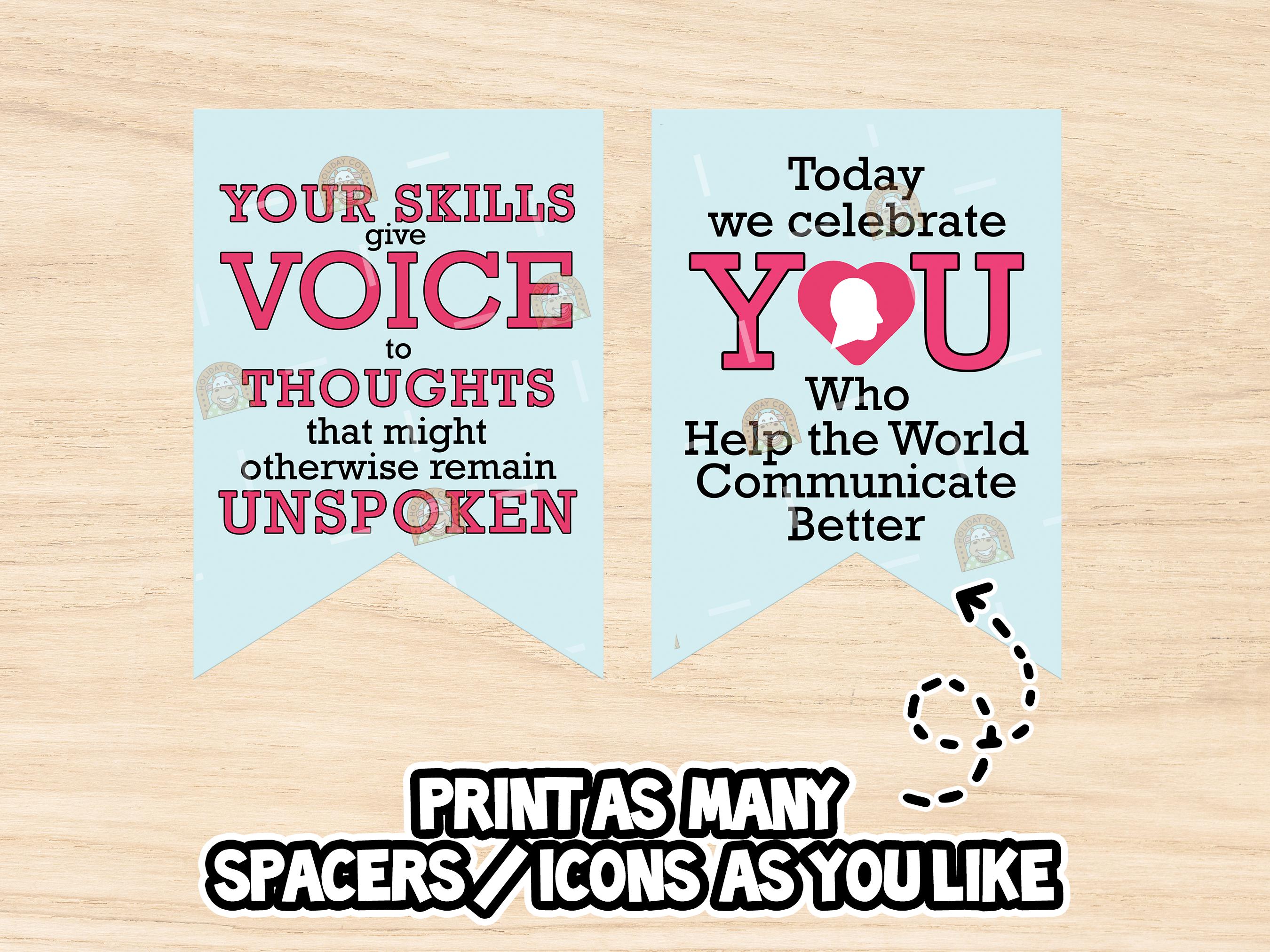 Speech Therapy Month Banner Printable, Speech Therapists Banner, Thank ...