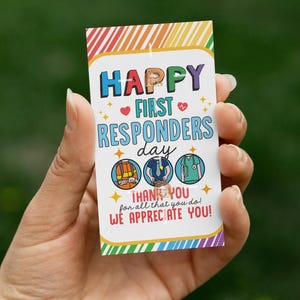 First Responders Gift, Thank you First Responders Day Card Printable, Happy First Responders Day Appreciation Sign, Front Line Workers Day
