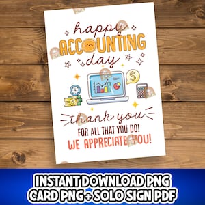 Biglietto di auguri per il giorno della contabilità stampabile, regalo di apprezzamento per un contabile, biglietto per un contabile, regalo di ringraziamento per un CPA per un contabile, cartello per il giorno della contabilità