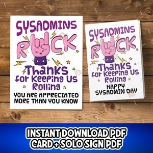 SysAdmin-cadeau, afdrukbare dagkaart systeembeheerder, dagcadeau systeembeheerder, waardering SysAdmin, bedankkaart SysAdmin, SysAdmin-kaart