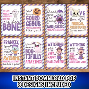 Arzthelferin Woche Tags, druckbare Halloween Arzthelferin Geschenkanhänger, MA Woche Tag, Danke MA Wertschätzung Halloween Geschenkanhänger