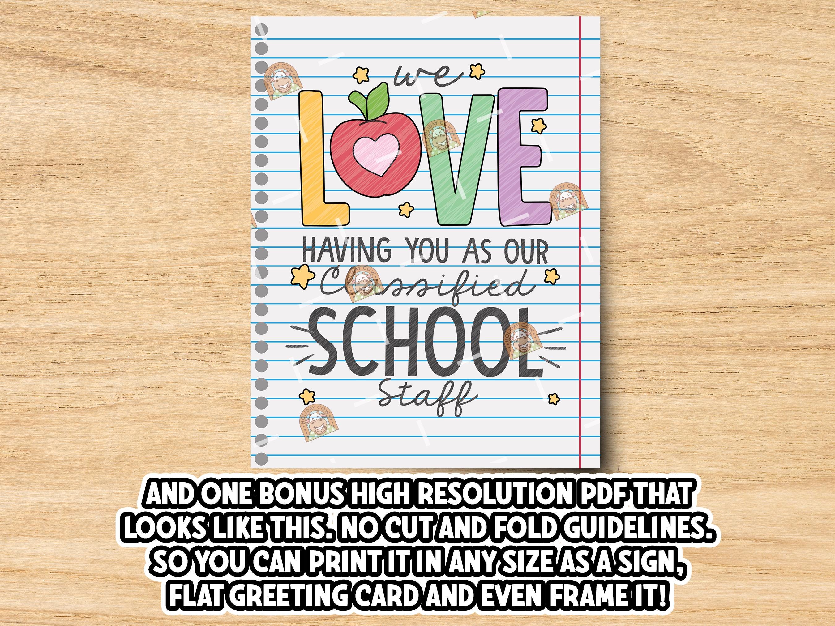 Classified School Staff Gift, Printable Classified School Employee Week ...