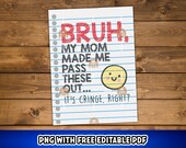 Slang Bruh Valentine's Tag Printable, End of School Gen Z Alpha Tween Valentine, Funny Classroom Valentine Middle School Valentines for Boys