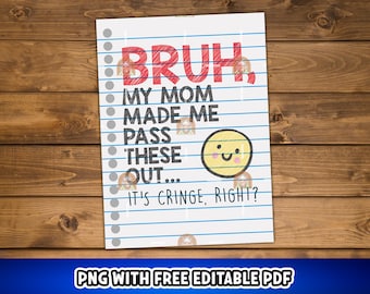Slang Bruh Valentine&#39;s Tag Printable, End of School Gen Z Alpha Tween Valentine, Funny Classroom Valentine Middle School Valentines for Boys