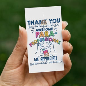 Etiqueta de presente para profissional para impressão, etiqueta para profissional, etiqueta de presente para o dia do paraprofissional de apreciação, para obrigado para profissional