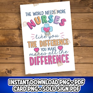 Nurse Gift, Printable Nurse Appreciation Gift for Nurses, School Nurse Day Card for Nurses, Nurse Thank you Nurse Sign, Nurses Week Gift