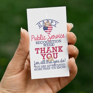 Etichetta stampabile per la Settimana del riconoscimento del servizio pubblico, etichetta regalo per la Settimana del servizio pubblico, grazie ai dipendenti pubblici, Settimana del dipendente pubblico PSRW
