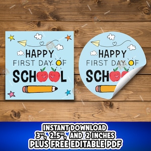 First day of school apple gift tag, Teacher cookie tag, back to school gift bag tags, 1st day school tag, apple cookie tag printable