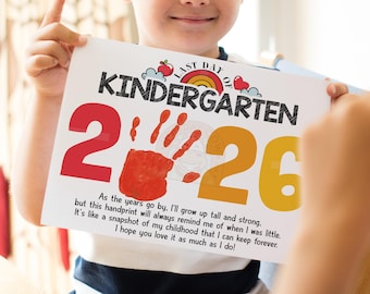 Last Day of Kindergarten Handprint Art Printable, Kinder End of School Handprint Craft End of School Year Kinder Handprint Activity Keepsake