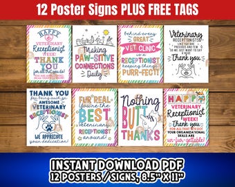 Cartelli stampabili per la settimana della receptionist veterinaria, poster di apprezzamento per la receptionist veterinaria, decorazioni per la settimana della receptionist veterinaria, regalo per la receptionist veterinaria