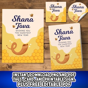 Shana Tova printable tag, Rosh Hashanah, Rosh Hashanah gift, Jewish New Year Card, Shanah Tovah, Jewish holiday, New Year Jewish Sign