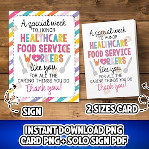 Healthcare Food Service Appreciation Sign, Printable Healthcare Food Service Workers Week Card, Food service week gift, Food Service Week