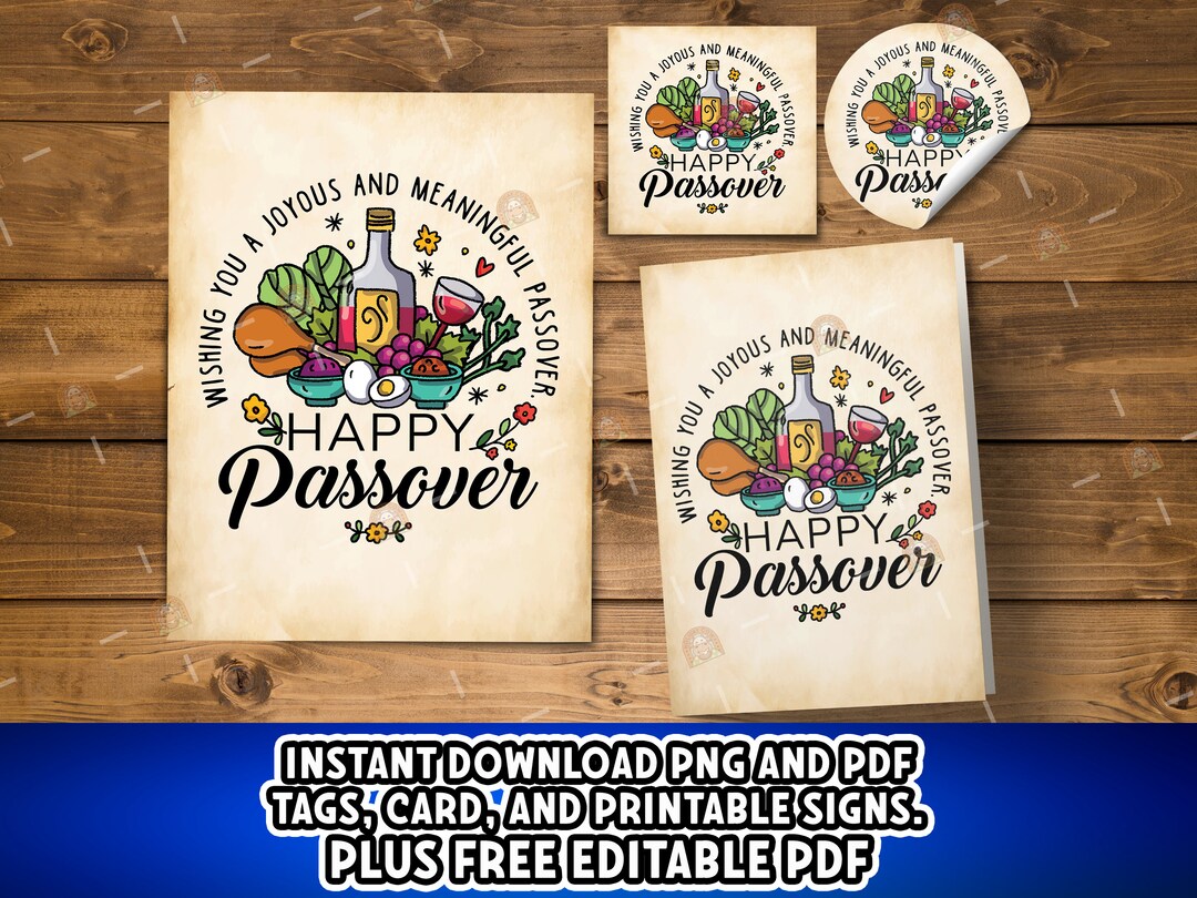 Passover Tags, Passover Cards, Printable Passover Decor, Happy Passover