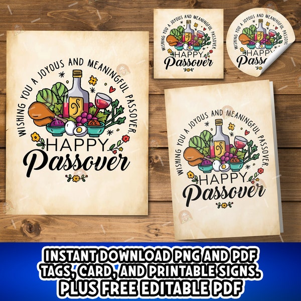 Passover Tags, Passover Cards, Printable Passover Decor, Happy Passover Favor Tag, Seder Table Décor, Pesach Décor, Pesach kids gift tag